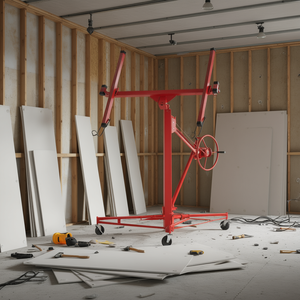 Elevador de paneles de yeso con brazo telescópico de 11 pies y 3 ruedas bloqueables, operación manual, elevadores para construcción - Product Image 2