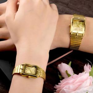 LIEBIG L1018 Orologio di Coppia per San Valentino, <span class=keywords><strong>Orologi</strong></span> Dorati Impermeabili in Acciaio Inossidabile per Uomo e Donna, Orologio al Quarzo con <span class=keywords><strong>Quadrante</strong></span> <span class=keywords><strong>Quadrato</strong></span> per Innamorati - Product Image 5