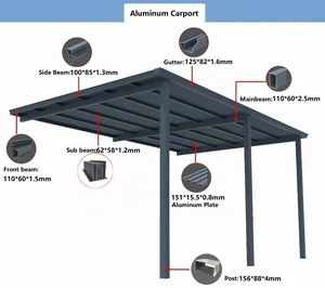Cochera con Estructura de Aluminio Resistente, Techo de Aluminio Independiente, Carpa <span class=keywords><strong>para</strong></span> <span class=keywords><strong>Estacionamiento</strong></span> de Autos, Toldo con Marco Metálico - Product Image 2