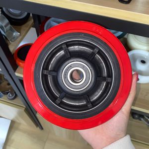 Heavy duty <span class=keywords><strong>Red</strong></span> <span class=keywords><strong>PU</strong></span> rodízios e rodas para substituição 4 5 6 8 polegada Roda Giratória Rodízio com Rolamento de Esferas - Product Image 1