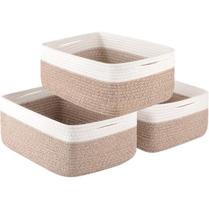 Cestas de Almacenamiento Tejidas con Cuerda de Algodón de 11.8'*8'*4.5\", Cestas Pequeñas para Organización de Armarios de Guardería - Product Image 1