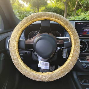 Housse de volant de voiture 37-39 cm, décorative avec strass dorés pour voiture - Product Image 3