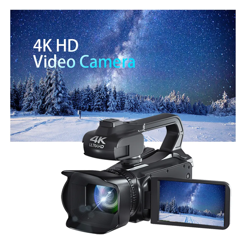 Fotoğraf için 18X Zoom 4K HD kamera dijital Video kameralar Youtube canlı akışı 4 inç ekran 64MP Video kamera kaydedici