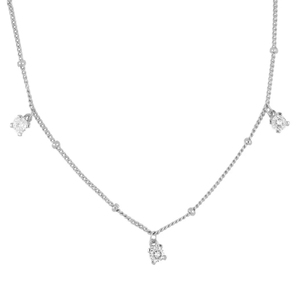 Collar de Clavícula ROXI de Plata de Ley 925 con Cadena de Cuentas Simple y Diamantes Apilados - Product Image 2