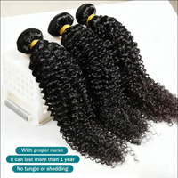 Paquete de Cabello Humano Rizado Kinky Curly, Jerry Curly, 100% Sin Procesar, Extensiones de Cabello Virgen Remy, 3/4 Paquetes, Negro Natural