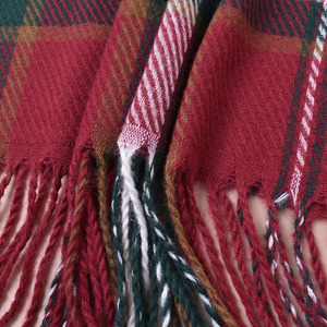 Wholesale Modern Geometric Line Plaid Scarf Cashmere Feel Winter Warm Checkered <b>Shawl</b> with Tassel Soft Fringe <b>Wrap</b> for Women - Product Image 3
