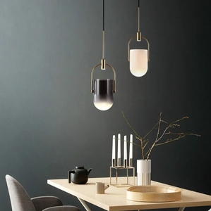 Posmoderno creativo Kitchen Island Barra de iluminación DingRoom moderno vidrio de color luces colgantes individuales - Product Image 3