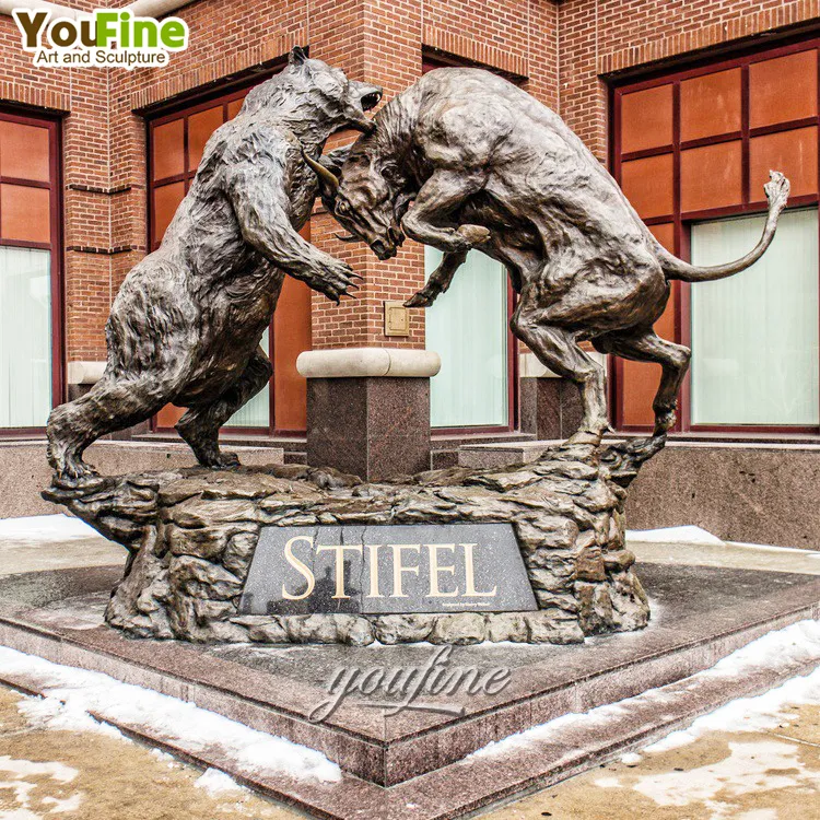 Estatua de bronce y oso para decoración del hogar, famosa estatua de tamaño real para decoración de calle al aire libre