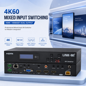 Commutateur 4x2 4K60Hz Type-C/<span class=keywords><strong>VGA</strong></span>/<span class=keywords><strong>HDMI</strong></span> avec extension 70M, sortie en boucle locale, RS232, IR, TCP/IP et PoC - Product Image 1