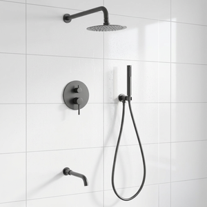 Cabezal de <span class=keywords><strong>Ducha</strong></span> Empotrado en la Pared de Acero Inoxidable 304 con Acabado Cepillado, Agua Fría y Caliente, con Grifo Redondo de Tres Funciones - Product Image 5