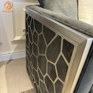 经典仿古欧式不锈钢框架条纹可定制客厅天鹅绒家具休闲高档别墅沙发 - Product Image 4