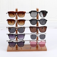 QSKY Présentoir en Bois de Bambou Vintage pour Comptoir, Support de Rangement pour Lunettes de Soleil et Montures Optiques