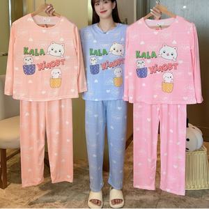 Wholesale Long Sleeve Sleepwear Night Suits <strong>Piyama</strong> Lucu Daster Wanita Baju Tidur Korean Cute <strong>Pyjama</strong> Ladies Pajama for Women - Product Image 6