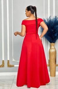 Robe longue de soirée élégante en polyester noir, rouge et blanc pour l'automne – Parfaite pour mariage, fête ou bal de promo - Product Image 4