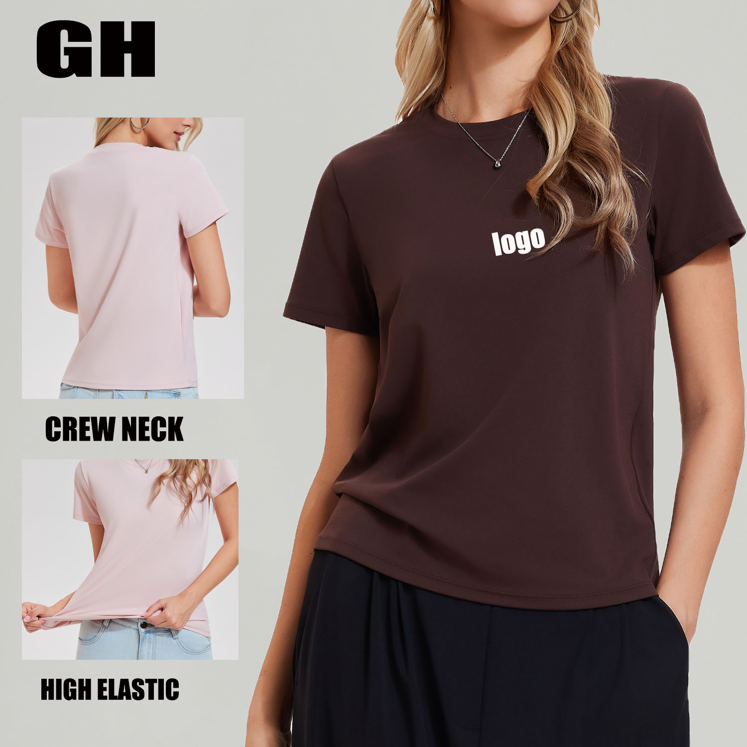 GH 2026 S-3XL Women Apparel Workout Clothing Workout Outfits Crew Neck Short Sleeve Loose Yoga Tops Gym Sports Women's T-shirts
