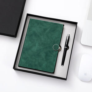 สมุดโน้ตและปากกาแบบหนาชุดสองชิ้นของขวัญทางธุรกิจสมุด<span class=keywords><strong>งาน</strong></span>สำนักงานสมุดโน้ตสีเขียวเข้มระดับไฮเอนด์พร้อมหัวเข็มขัด - Product Image 1