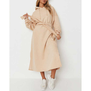 Abito <span class=keywords><strong>Felpa</strong></span> Oversize con Cappuccio Autunno 2026, Abbigliamento <span class=keywords><strong>Donna</strong></span> di Tendenza, <span class=keywords><strong>Vestito</strong></span> Casual a Tinta Unita con Cappuccio Lungo - Product Image 1