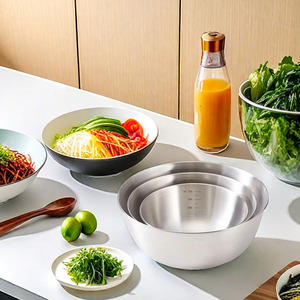 Stainless Steel Mixing Bowl Set 3 Pcs Measuring Salad Baking Bowls Kitchen Cooking <b>Tools</b> Dishwasher <b>Safe</b> - Product Image 3