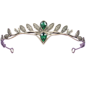 Tiara de Corona Vintage OEM con Hojas Doradas y Plateadas, Exquisito Adorno de Diamantes de Imitación para Boda, Fiesta de Graduación, Concurso de Belleza, Disfraz - Product Image 1