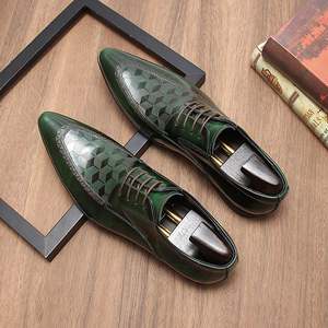 Chaussures habillées décontractées pour hommes en cuir de vachette véritable, style britannique pointu, tendance, pour l'automne et les mariages, gravées au laser, souples et confortables - Product Image 5