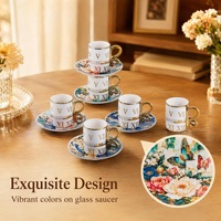 Ensemble tasse et soucoupe à café en céramique style américain portable Phnom Penh, motif floral paon, service à thé et café vintage pour l'après-midi
