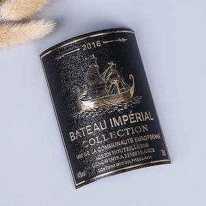 Étiquette de vin de liqueur en aluminium incurvé en relief personnalisé autocollant d'étiquette en métal de bouteille de vin avec logo auto-adhésif - Product Image 6
