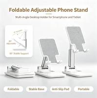 Support de téléphone pliable pour bureau, réglable en hauteur et en angle, en matériau ABS, pour smartphone, tablette, iPad
