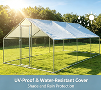 Grand enclos à poules en métal galvanisé, poulailler avec couverture imperméable anti-UV, porte verrouillable, enclos pour poules et canards de jardin