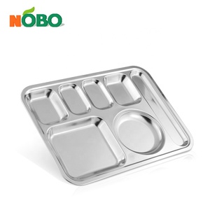 Bandeja de Comida de Acero Inoxidable para Uso Escolar, Bandeja de Comida Rápida para Cafetería con 7 Compartimentos - Product Image 2
