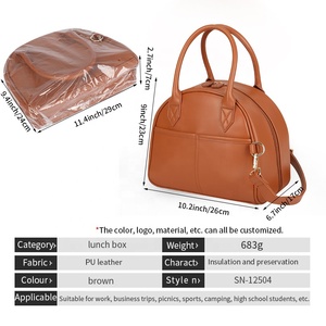Bolsa Térmica para Almuerzo <span class=keywords><strong>de</strong></span> 10L, Impermeable, <span class=keywords><strong>de</strong></span> Cuero PU Clásico, <span class=keywords><strong>de</strong></span> Lujo, para Viajes, Trabajo, Escuela, Picnic - Product Image 2