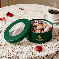 Boîte d'emballage de luxe ronde verte pour chocolats, boîte à biscuits en carton avec fenêtre transparente, boîte cadeau personnalisée pour invités