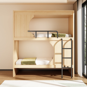 Hôtel de jeunesse, maison d'hôtes, appartement avec lits superposés, dortoir scolaire, chambre à coucher moderne minimaliste en bois, lit double sans dérangement - Product Image 3