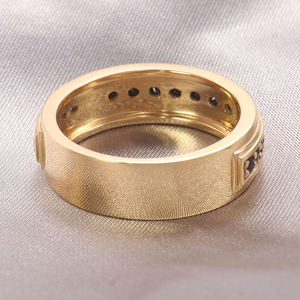 Ювелирные изделия, оптовая продажа, обручальное кольцо в стиле хип-хоп на заказ, желтое кольцо из натурального золота 22 К, черное кольцо из муассанита, ювелирные изделия для мужчин - Product Image 3