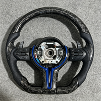 Volant sport personnalisé pour modèles BMW F10 F18 F11 M6 M3 M4 M5 E81 F20 Bleu F30 E90 Forgé en fibre de carbone véritable