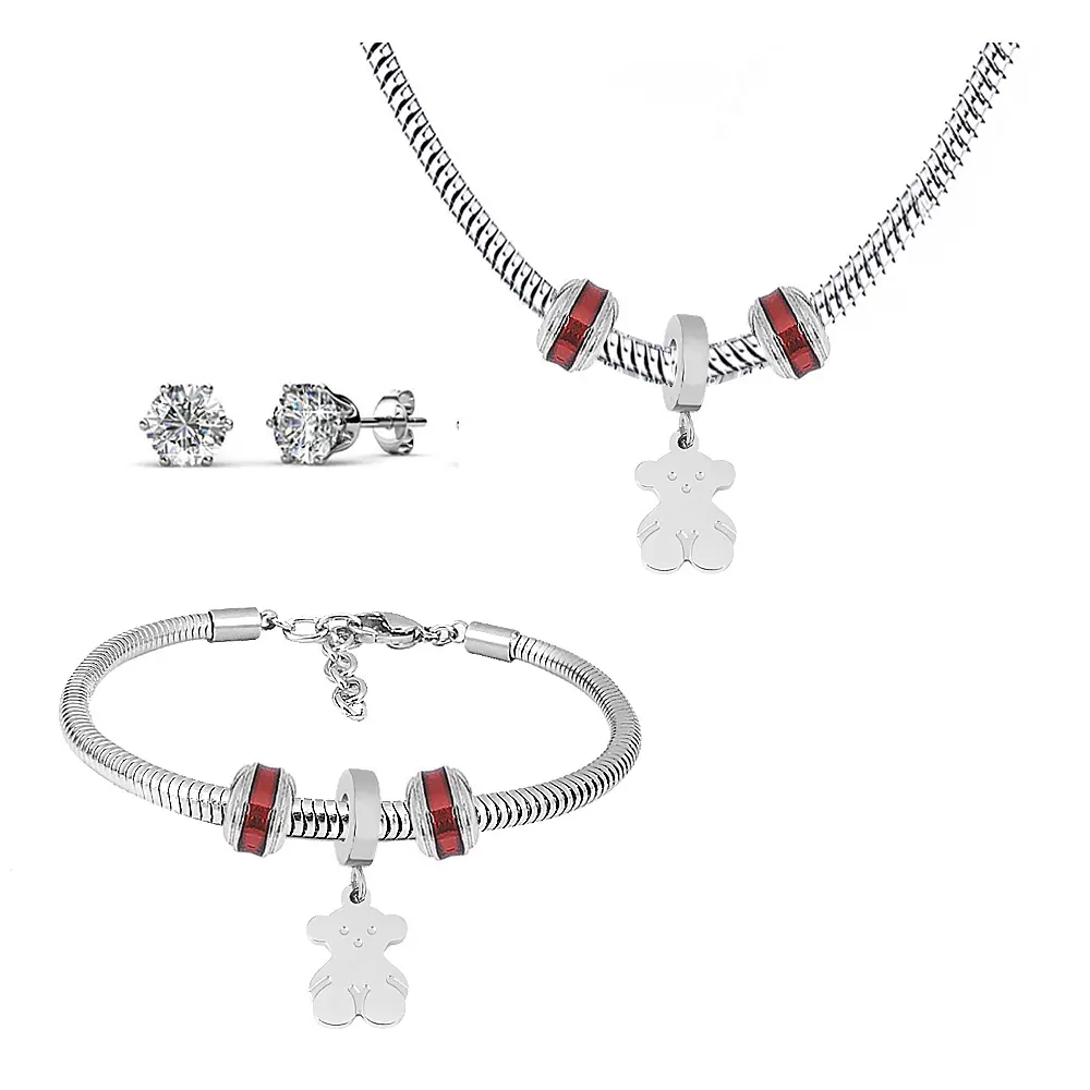 Wholesale Best Selling Classic Snake Bone Chain Brand Stainless Steel Bear Jewelry Set