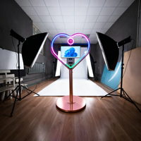 Miroir magique photo booth en forme de cœur avec écran tactile de 21,5 pouces en or rose