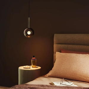 Lámpara Colgante LED para Mesita de Noche de Hotel, Regulable con Sensor de Movimiento, Estilo Nórdico Moderno, Cristal Degradado <span class=keywords><strong>Gris</strong></span> Ahumado - Product Image 5