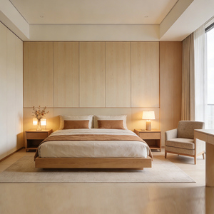 חדר אירוח מודרני מיטה זוגית פאנל סִגְנוֹן ערכות חדר שינה במלון עץ 5 כוכבים גודל סטנדרטי חדר שינה מיטת מלון יוקרתית עם שידת לילה - Product Image 2