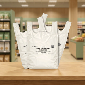 Ukhi Brand <b>Compostable</b> T-Shirt <b>Bags</b> PE Biodegradable Digital Printing Heat Seal Customizable Business Shopping - Product Image 1