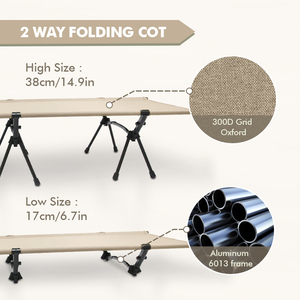 KingGear Outdoor Tragbares Aluminium Oxford Leichtes Feldbett Klappbar Verstellbares Faltbett für Erwachsene - Product Image 5