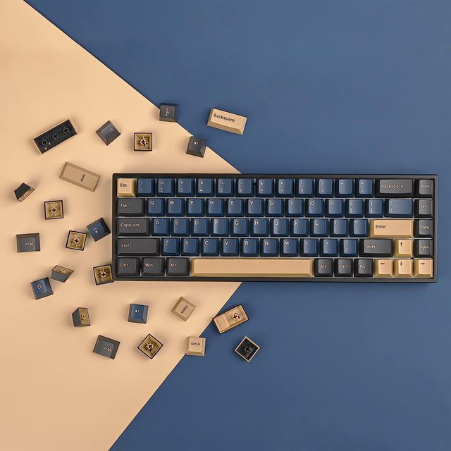 Tecsee Blue Samurai OEM Profile Dye Sub PBT Keycaps ANSI / ISO Layout Cherry MX for Mechanical Gaming Keyboard Keycap