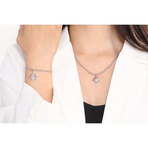 All'ingrosso delle donne delle collane del pendente di modo delle donne in acciaio inossidabile Set bracciali collana della clavicola con catena a maglia personale - Product Image 2