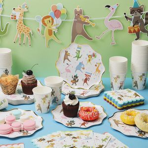 Set di Stoviglie Usa e Getta con Design Animale per Feste, Piatti, Tovaglioli e Bicchieri in Carta, per Compleanni ed Eventi - Product Image 3