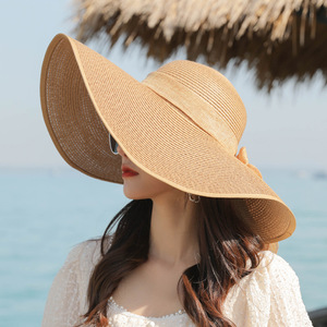 Sombrero plegable de ala ancha para <span class=keywords><strong>mujer</strong></span>, protección UV flexible, <span class=keywords><strong>visera</strong></span> enrollable con cinta para el sol para viajes de verano, <span class=keywords><strong>playa</strong></span>, pesca al aire libre para - Product Image 1