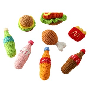 Pure Handcrafted Wool Keychain, Mini Simulation <strong>Food</strong> Set with a Childlike Style, Pendant, Small Hamburger, Chicken Leg, French - Product Image 2