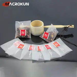 Reusable Nylon Tea Bag With Logo, Tea Filter Pyramid Bag With Draw String, Custom Empty Tea Bag