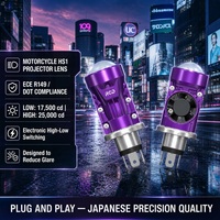 RUICHIDA Lampu Depan Mini Bi-LED Teknologi Dual-Core DOT FMVSS108 Super Terang 12000LM Cafe Racer Retrofit Kipas Pendingin Turbo
