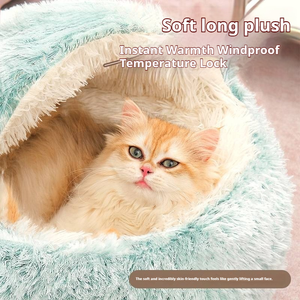 ที่นอนสัตว์เลี้ยงกึ่งนุ่มแบบปิด, ที่นอนสัตว์เลี้ยงนุ่มอบอุ่นในฤดูหนาว - Product Image 3