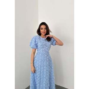 Robe de soirée bleu rose pour petites filles, vente en gros - Product Image 3