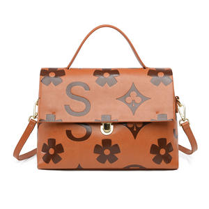 Sac fourre-tout carré grande capacité pour femme, style rétro européen et américain, gaufré, haut de gamme, à bandoulière, motif floral - Product Image 6